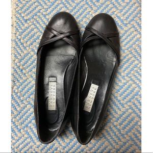 BARNEYS NEW YORK BLACK LEATHER FLATS MARY JANE